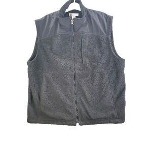 Duluth Trading Vest Mens XL Black Full Zip Fleece Drawstrings‎ Pockets Sweater